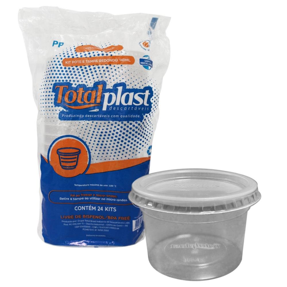 Pote descartavel redondo 140ML Totalplast
