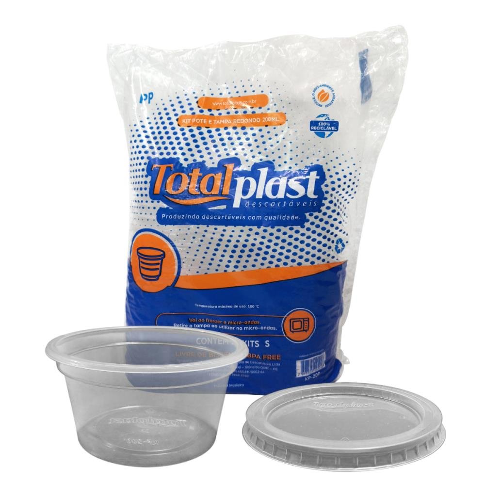 Pote descartavel redondo 200ML Totalplast