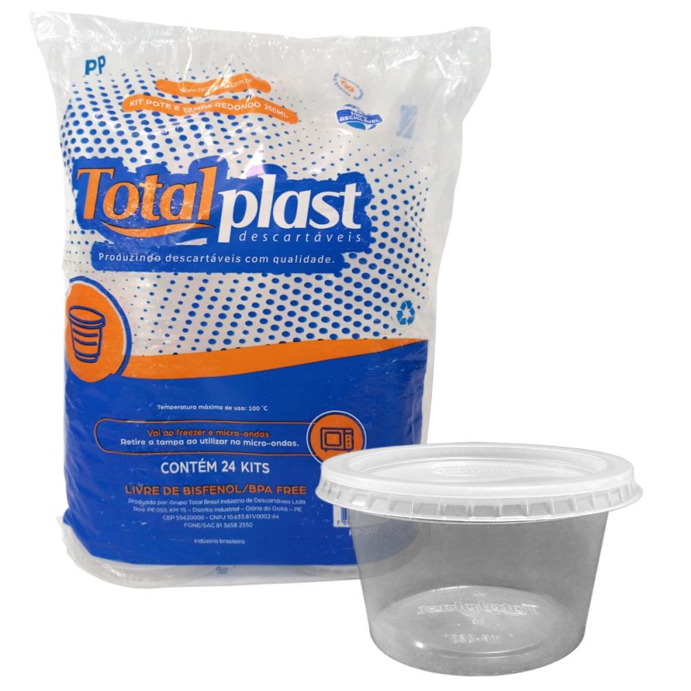 Pote descartavel redondo 250ML Totalplast